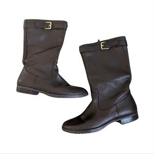 Lauren Ralph Lauren Women's Dark Brown Leather Boots Mid-Calf Western Size 7.5